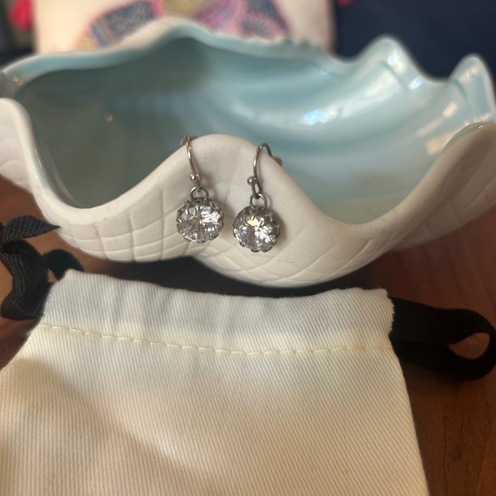 Spartina 449 Silver Crystal Drop Earrings